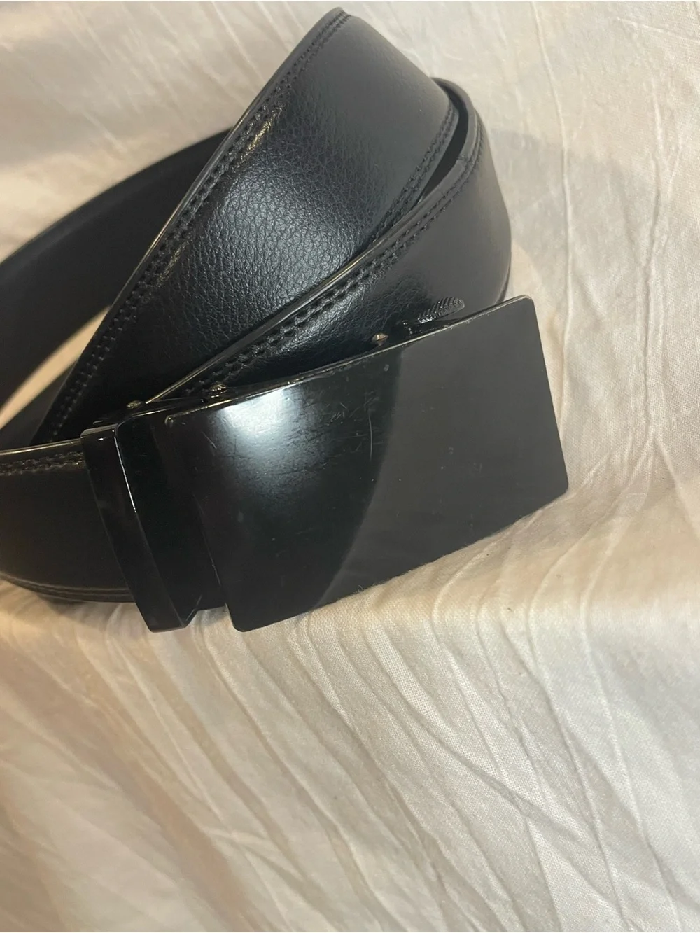 Lavemi Men’s Black Leather Ratchet Belt Automatic Buckle 43”